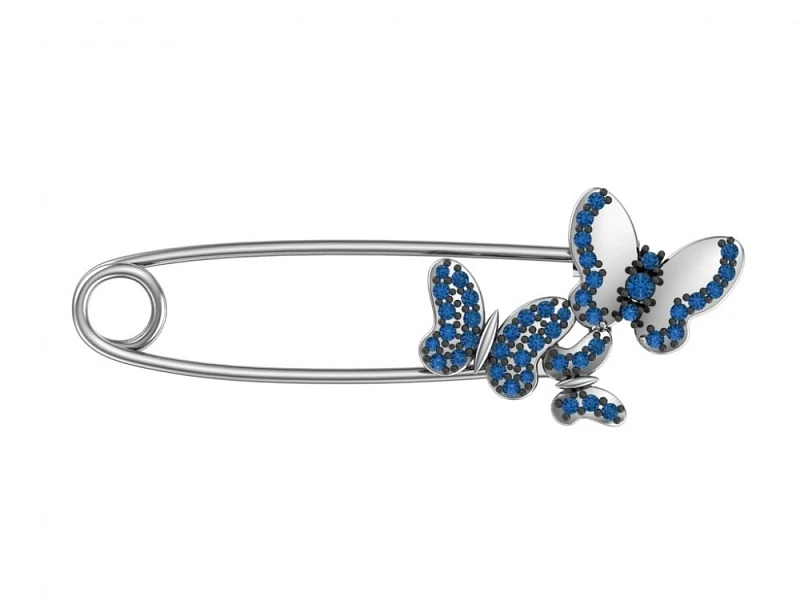 Брошь  серебряная с фианитом