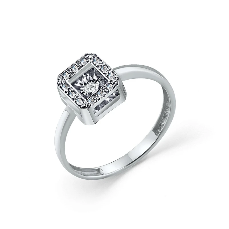 Кольцо  из белого золота с природным бриллиантом