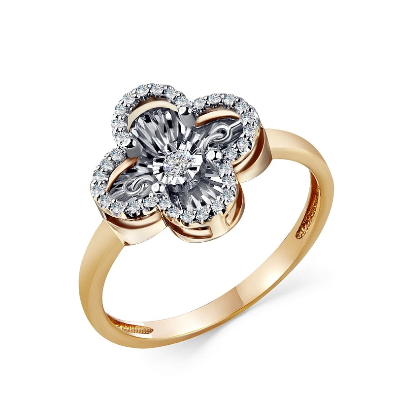 Кольцо  из комбинированного золота с бриллиантом