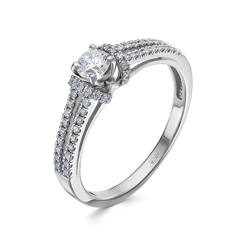 Кольцо  из белого золота с природным бриллиантом