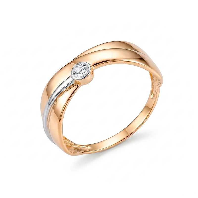 Кольцо  из красного золота с фианитом