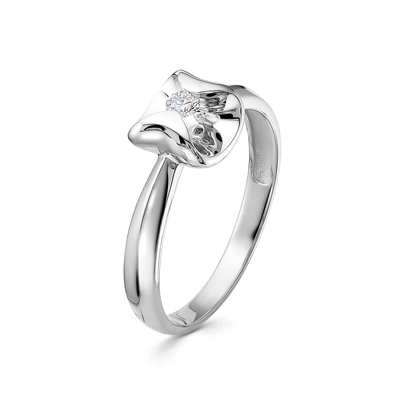 Кольцо  из белого золота с природным бриллиантом