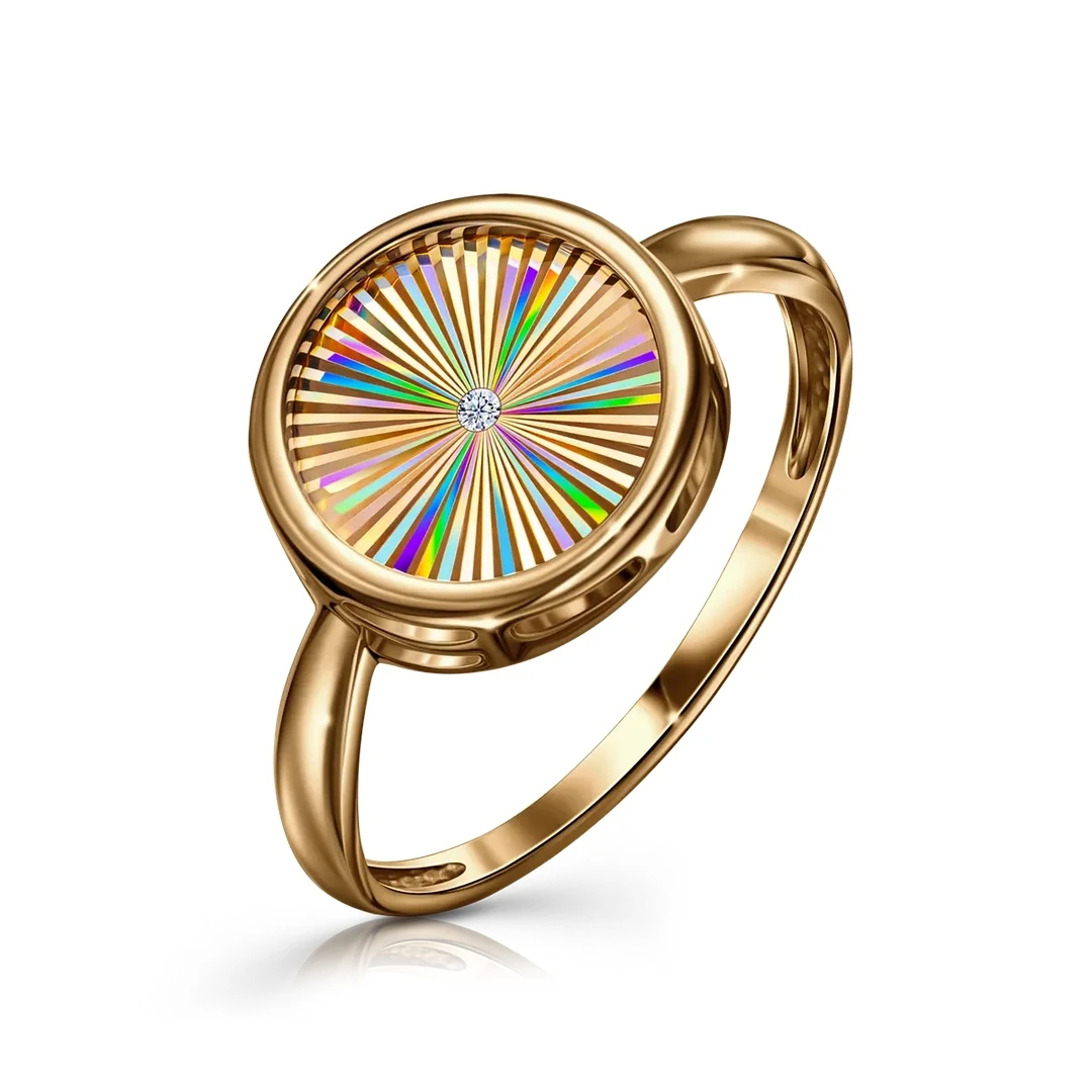 Кольцо  из красного золота с фианитом