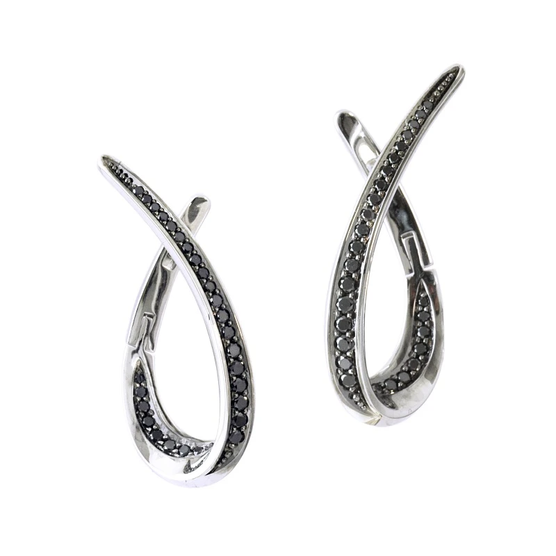 Серьги  из белого золота с природным бриллиантом