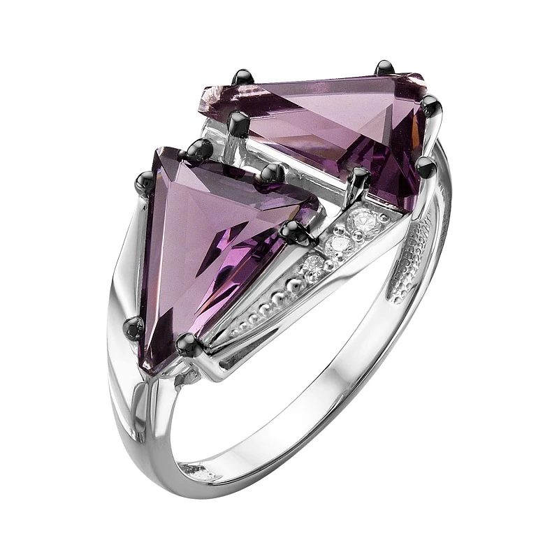 Кольцо  серебряное с аметистом