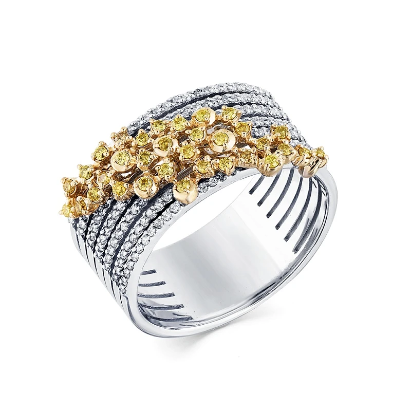 Кольцо  из комбинированного золота с природным бриллиантом