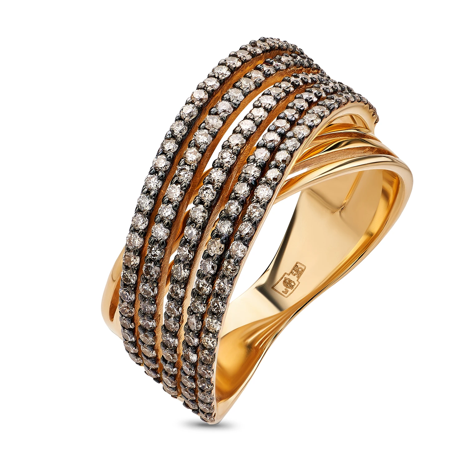 Кольцо  из красного золота с природным бриллиантом