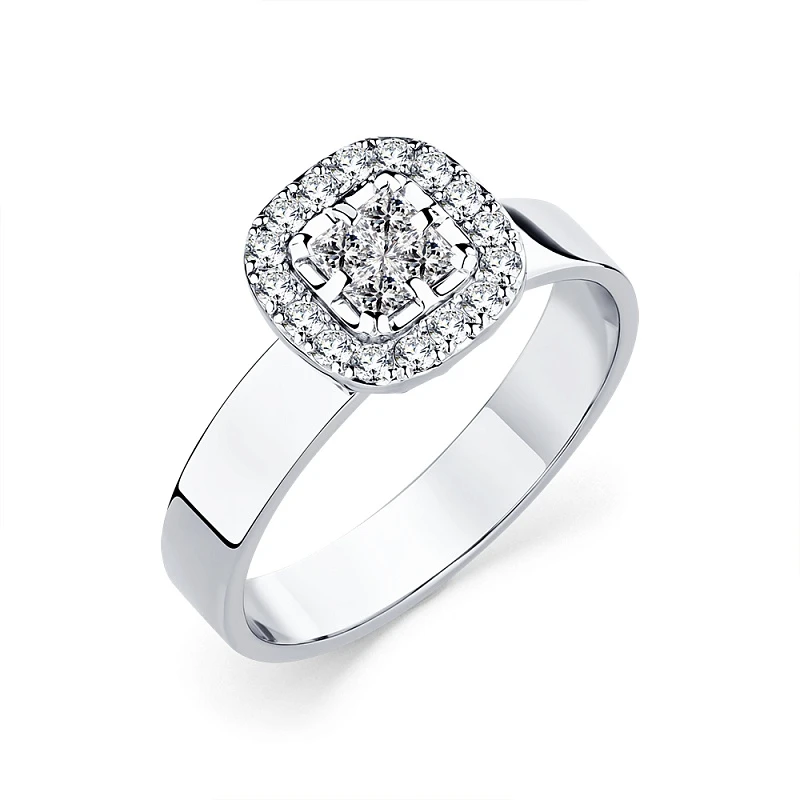 Кольцо  из белого золота с природным бриллиантом