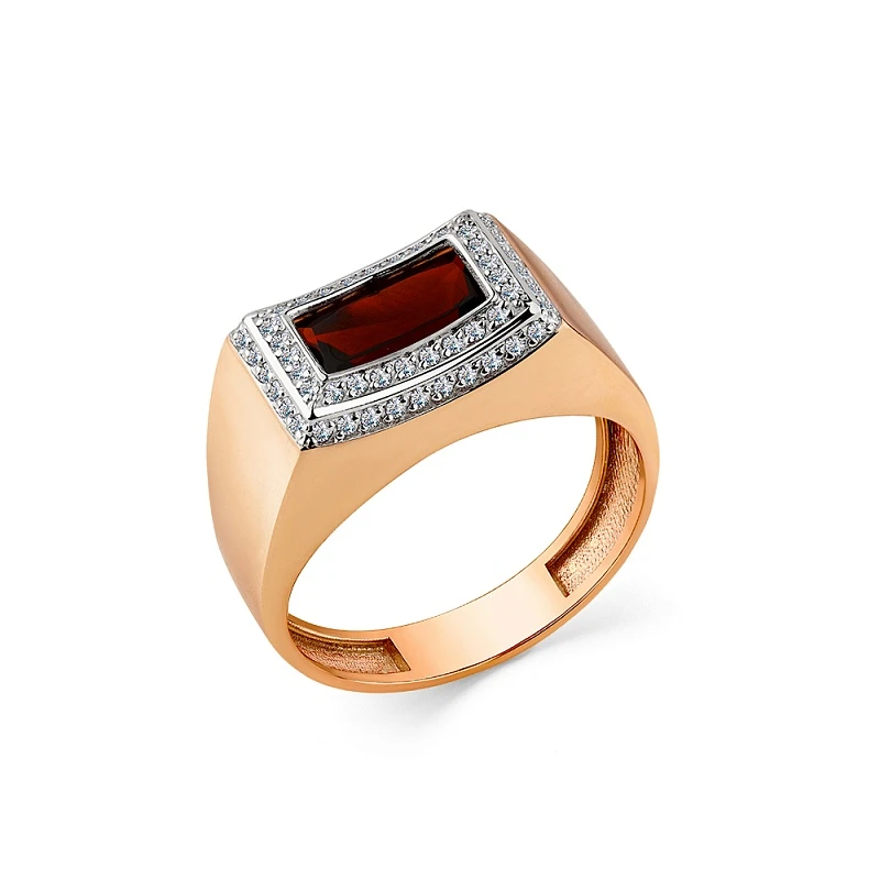 Кольцо  из красного золота с гранатом