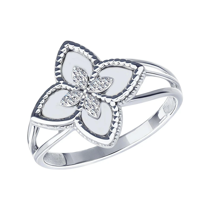 Кольцо  серебряное с фианитом