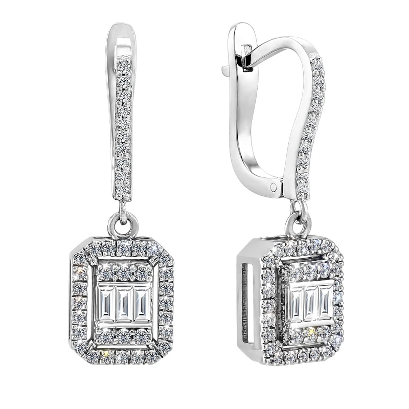 Серьги  из белого золота с природным бриллиантом