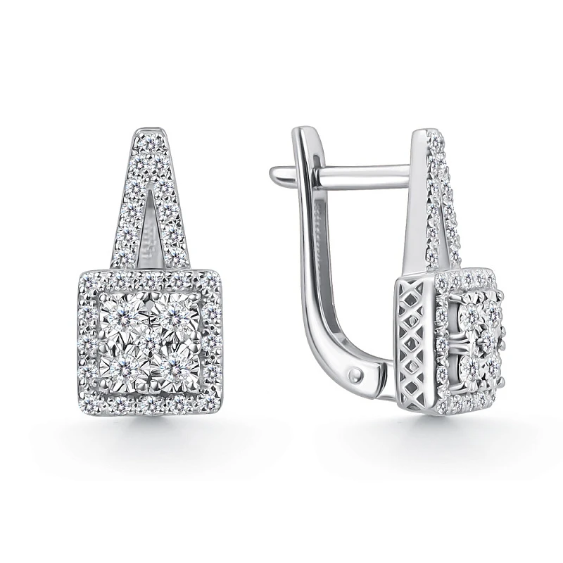 Серьги  из белого золота с природным бриллиантом