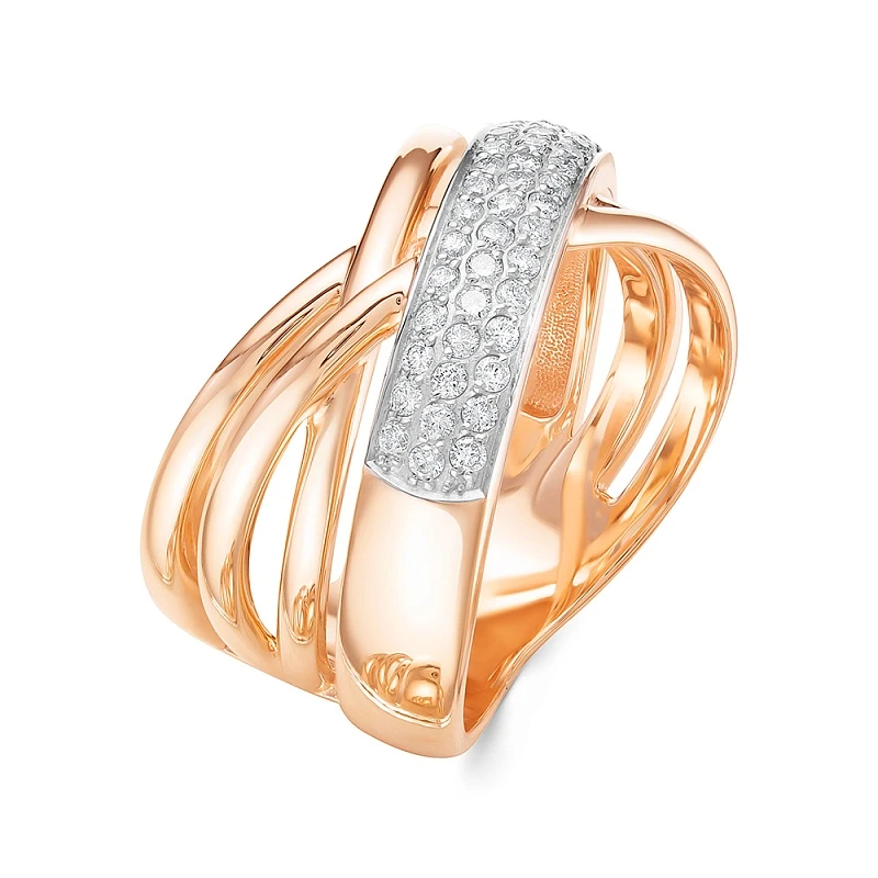 Кольцо  из красного золота с природным бриллиантом