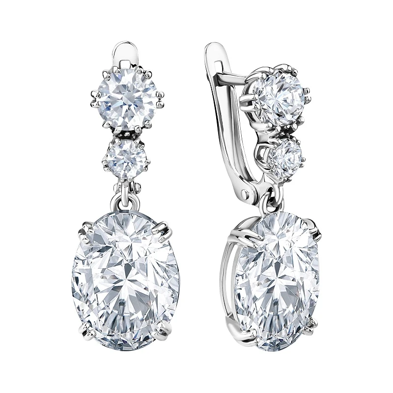 Серьги  серебряные с фианитом