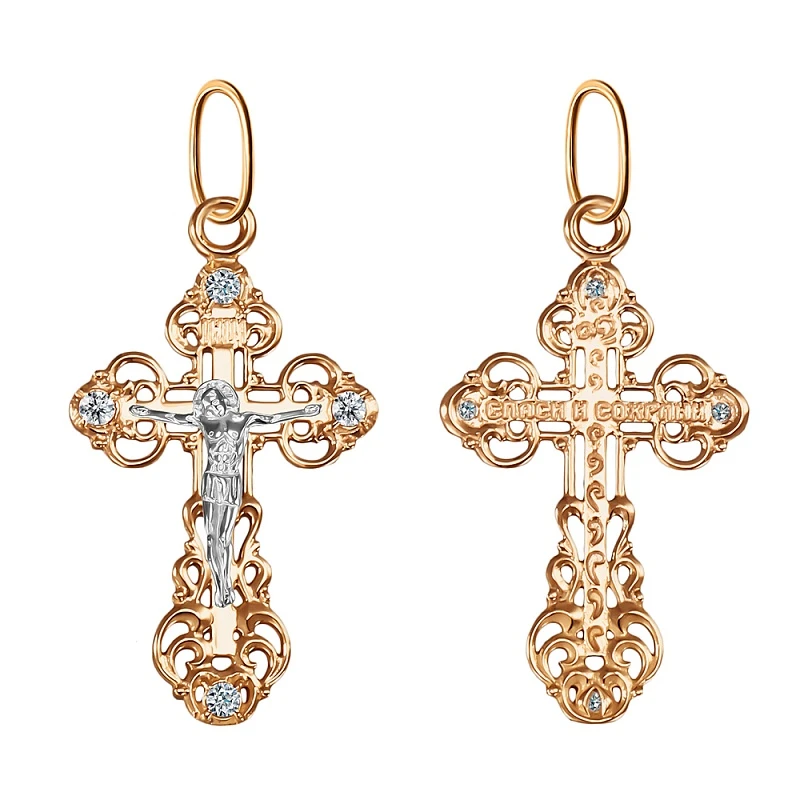 Подвеска  из комбинированного золота с фианитом