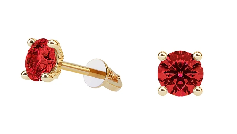 Серьги  из красного золота с рубином