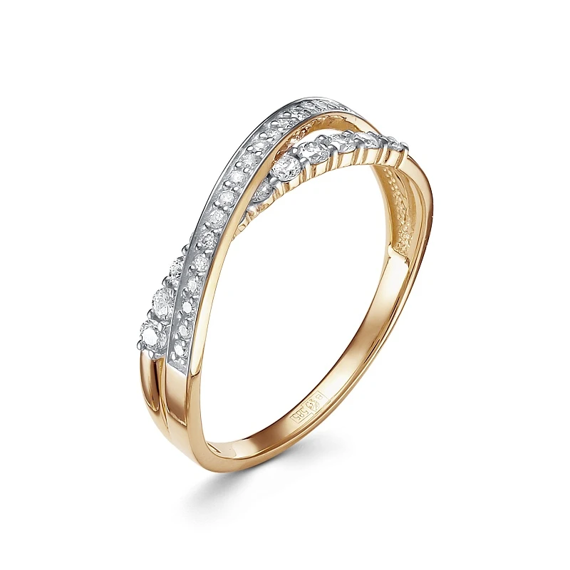 Кольцо  из красного золота с природным бриллиантом