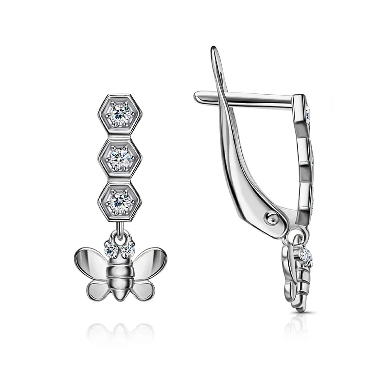 Серьги  серебряные с фианитом