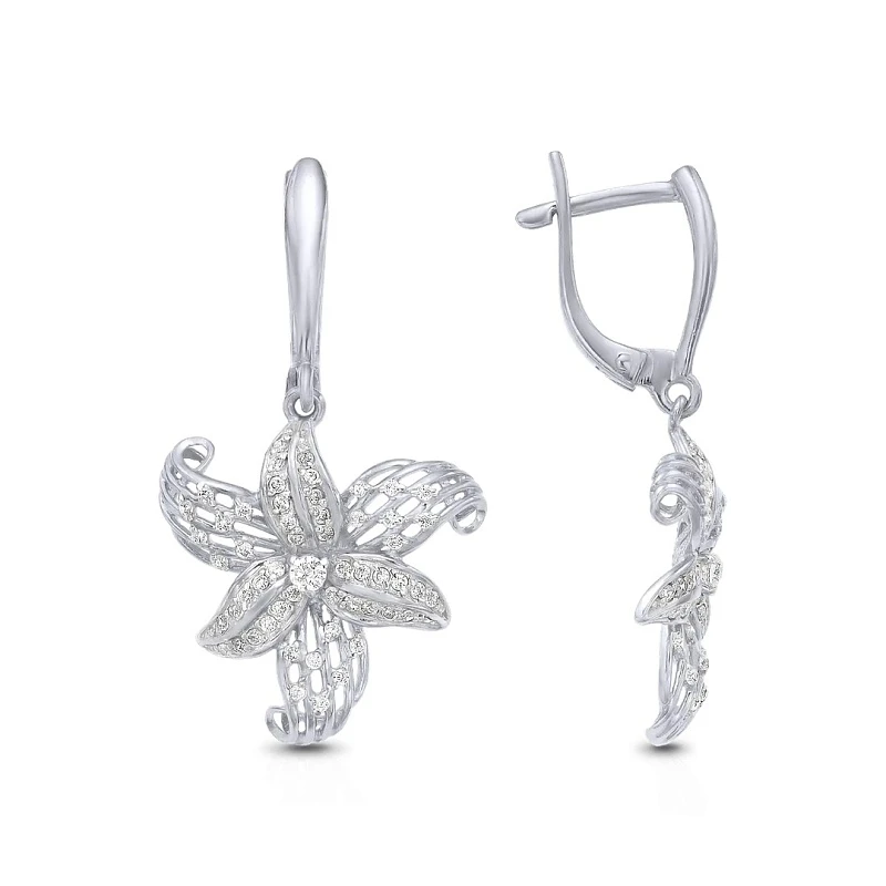 Серьги  серебряные с фианитом