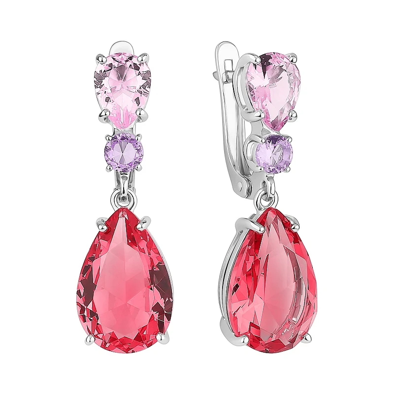 Серьги  серебряные с кварцем