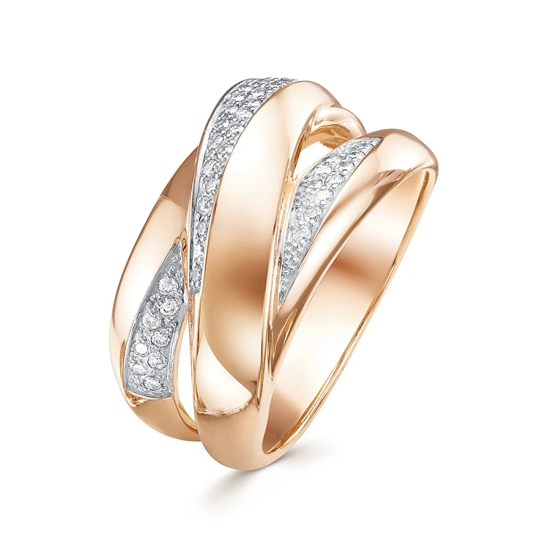 Кольцо  из красного золота с природным бриллиантом