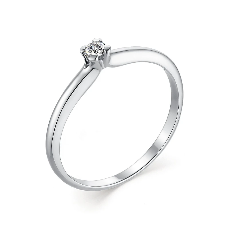 Кольцо  из белого золота с природным бриллиантом