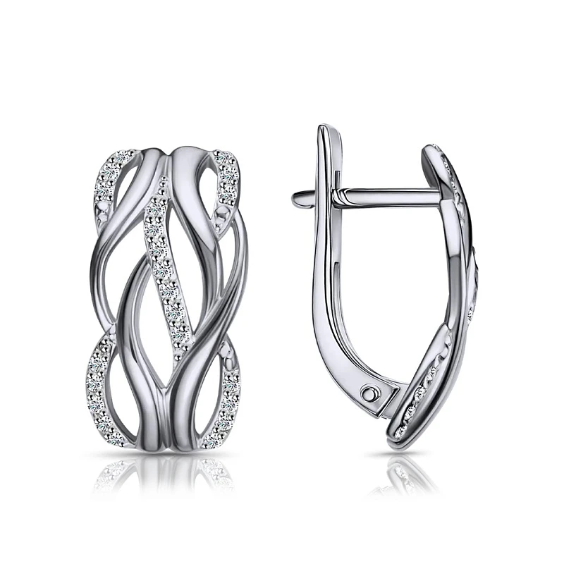 Серьги  серебряные с фианитом