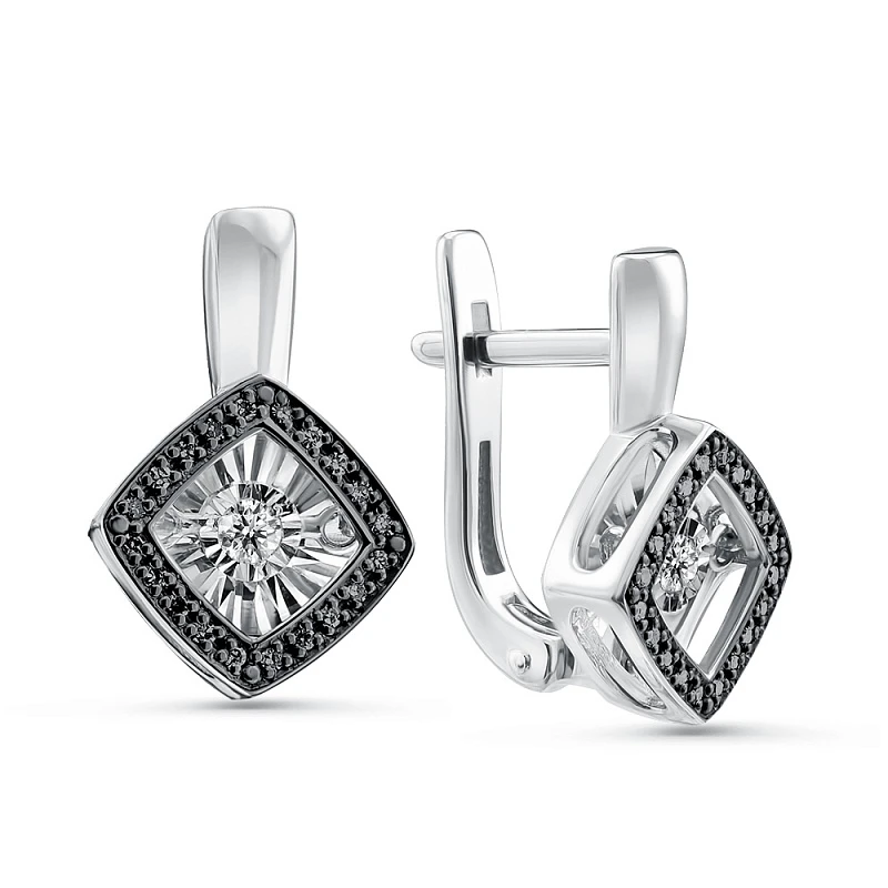 Серьги  из белого золота с природным бриллиантом