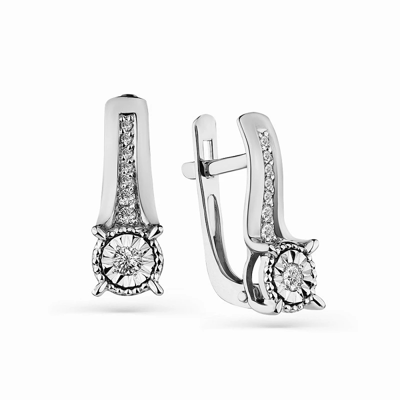 Серьги  из белого золота с природным бриллиантом