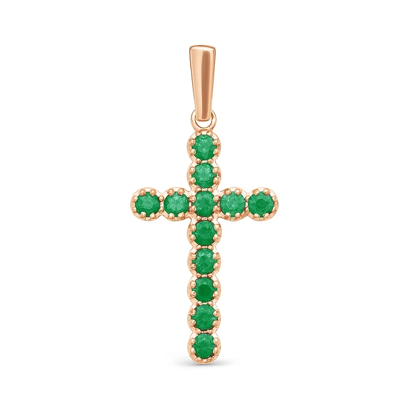 Подвеска  из красного золота с изумрудом