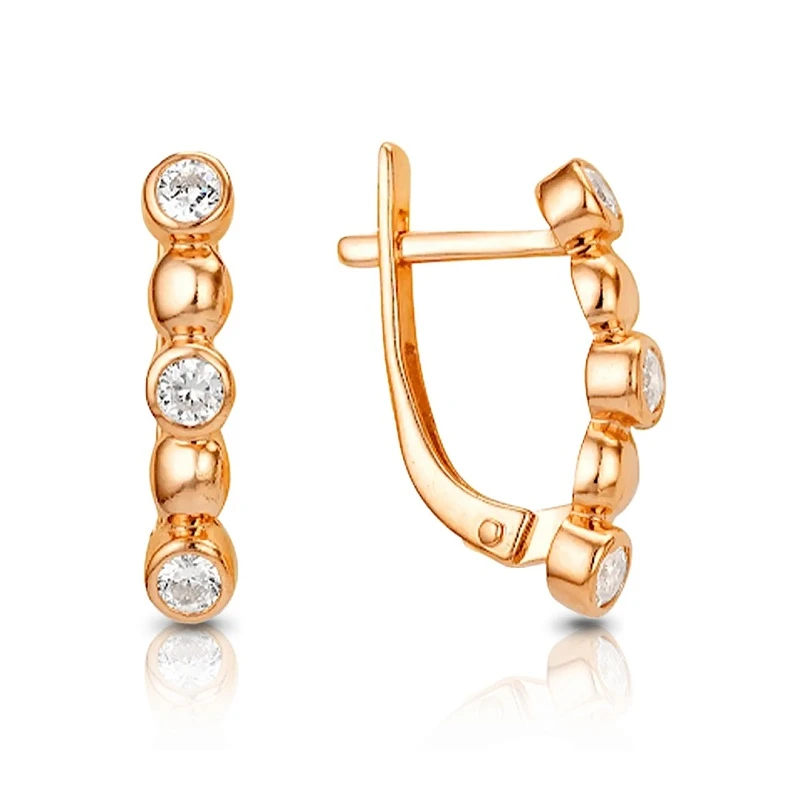 Серьги  из красного золота с фианитом