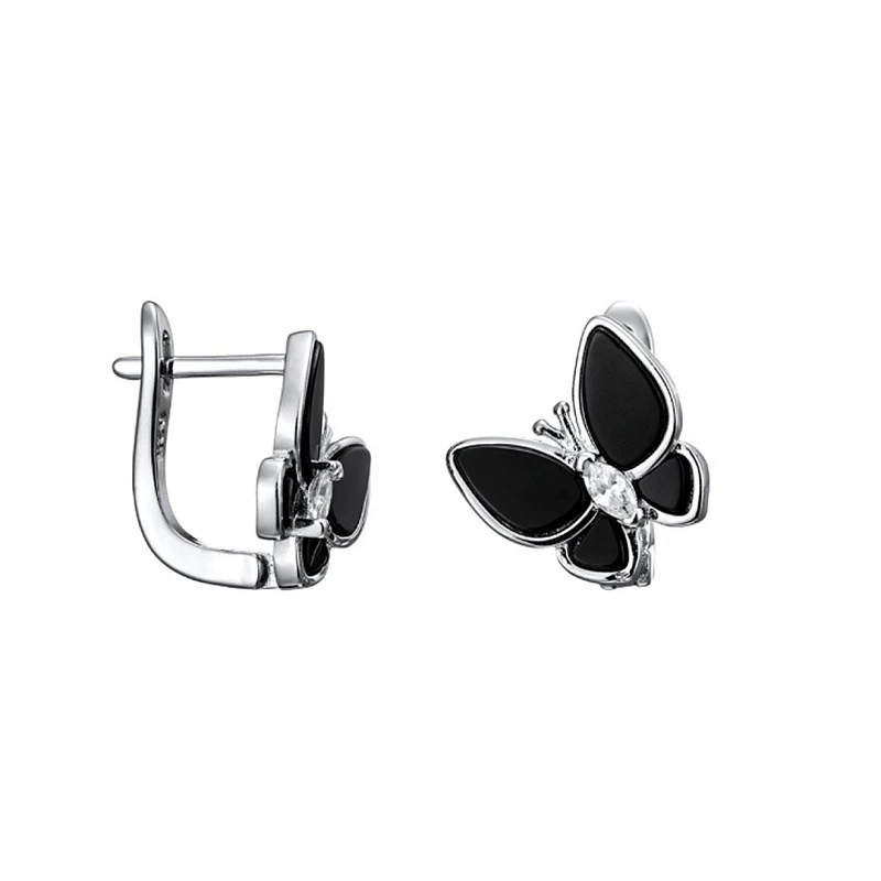 Серьги  серебряные с агатом