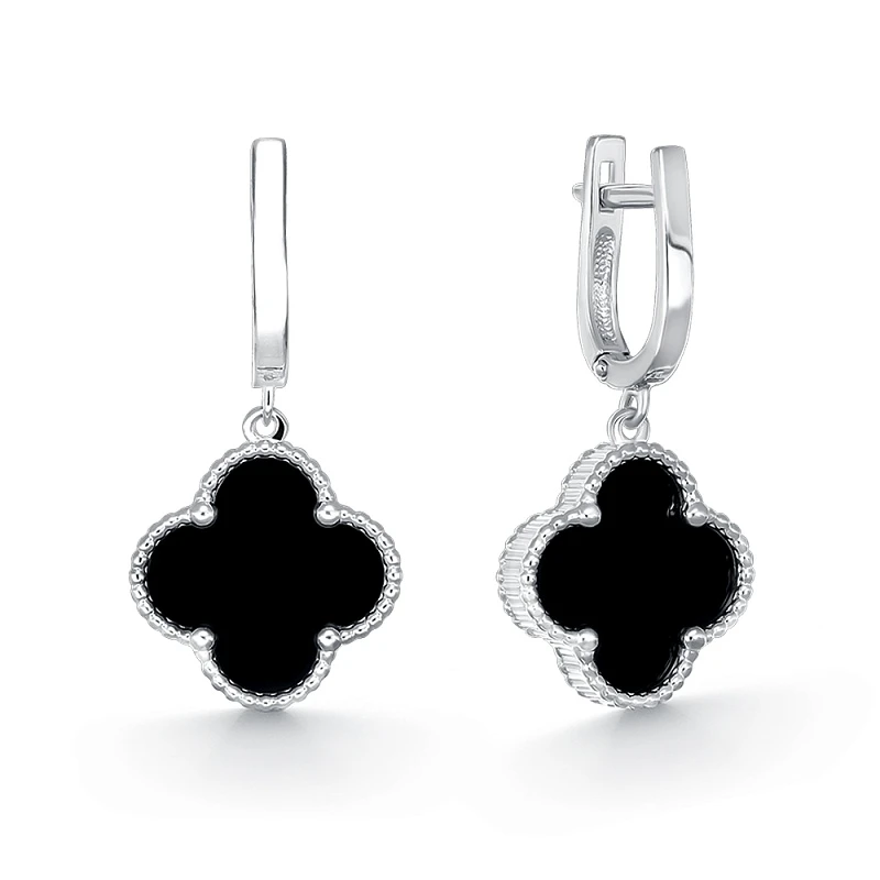 Серьги  серебряные с ониксом