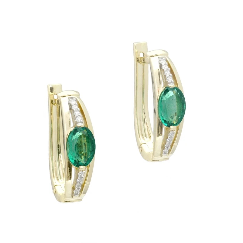 Серьги «Diamond jf» золотые с изумрудом