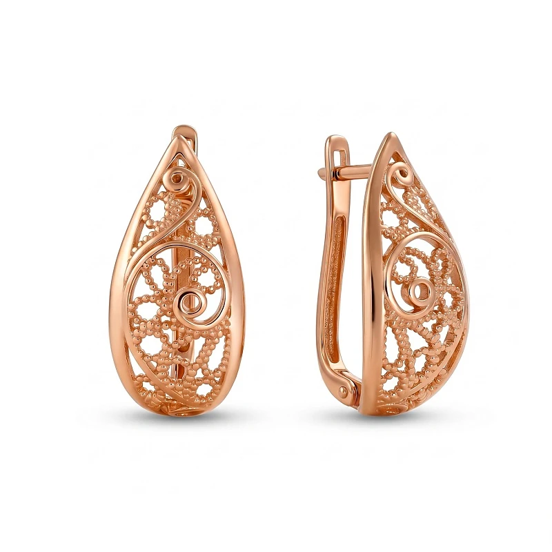 Серьги  из красного золота