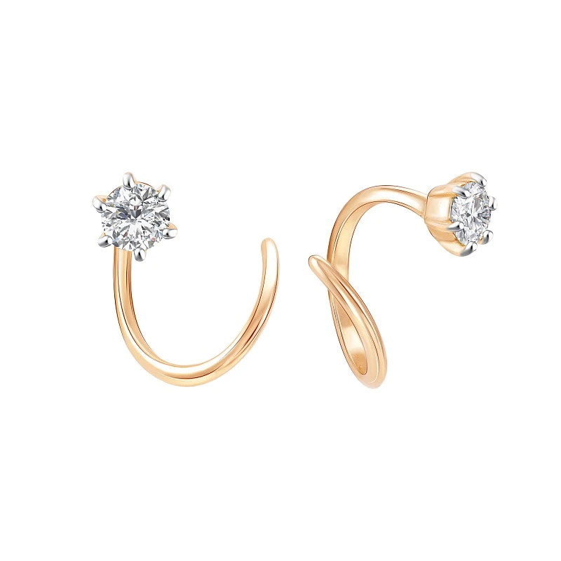 Серьги  из красного золота с фианитом