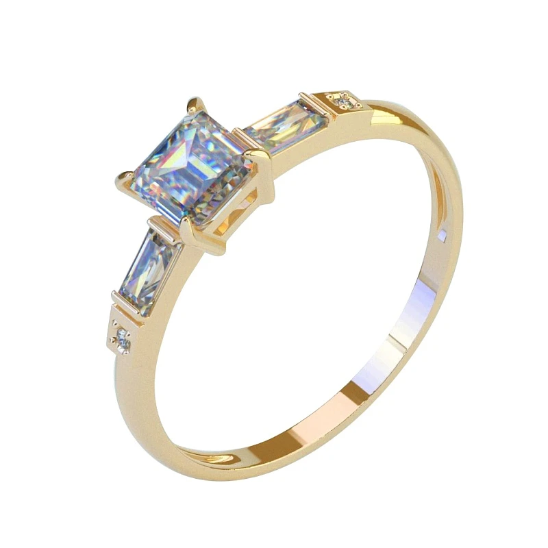 Кольцо  из красного золота с фианитом