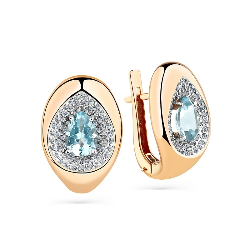 Серьги  из красного золота с топазом