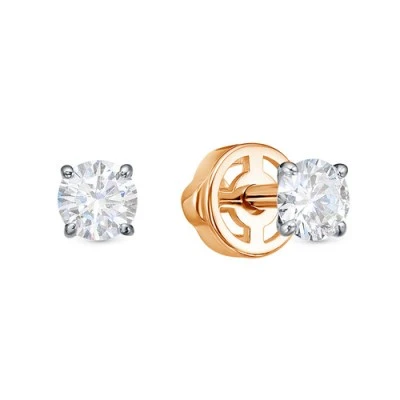 Серьги  из красного золота с синтетическим алмазом