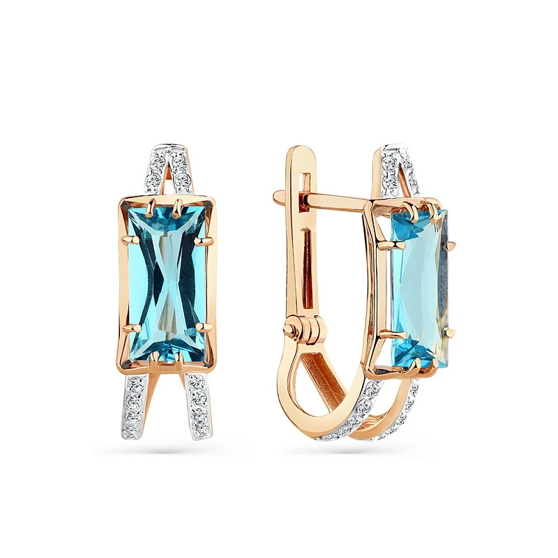 Серьги  из красного золота с топазом