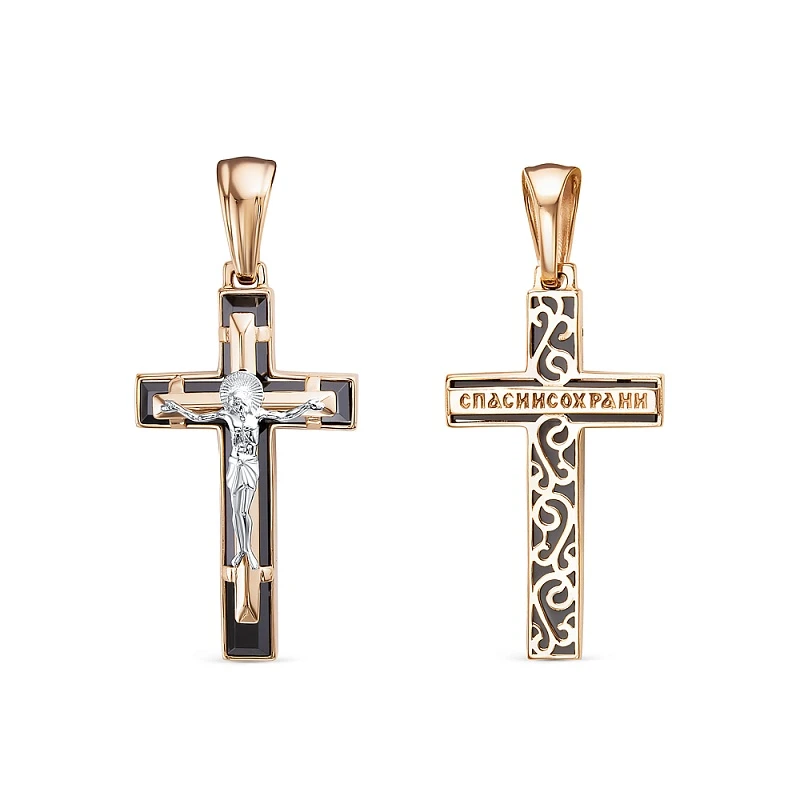 Подвеска  из красного золота с ониксом