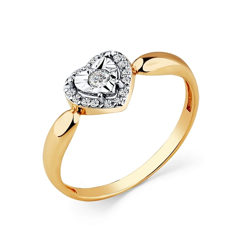 Кольцо  из красного золота с фианитом