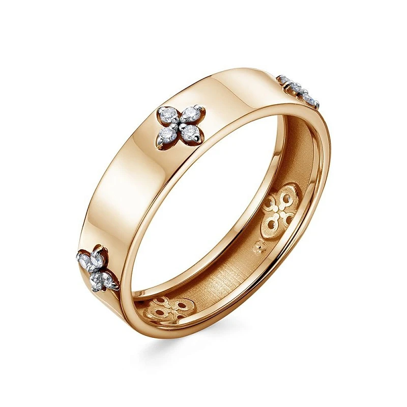 Кольцо  из белого золота с выращенным бриллиантом