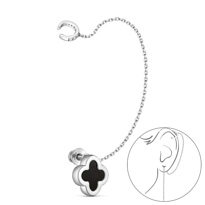 Пирсинг  серебряный с ониксом