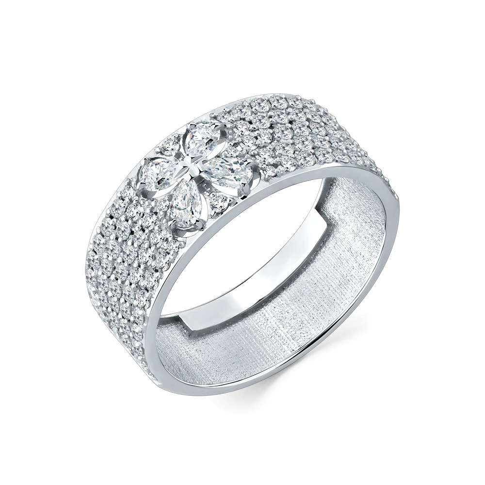 Кольцо  из белого золота с природным бриллиантом