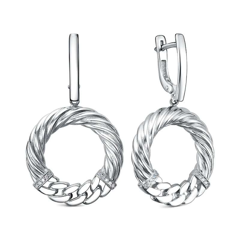 Серьги  серебряные с фианитом