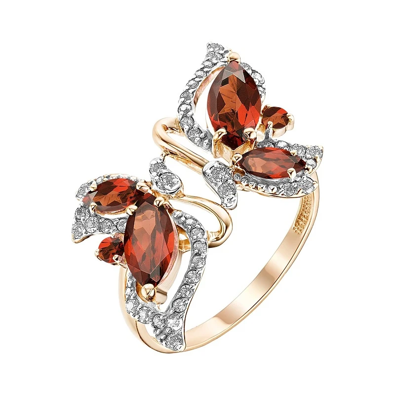 Кольцо «Ювелирные Традиции» из красного золота с гранатом