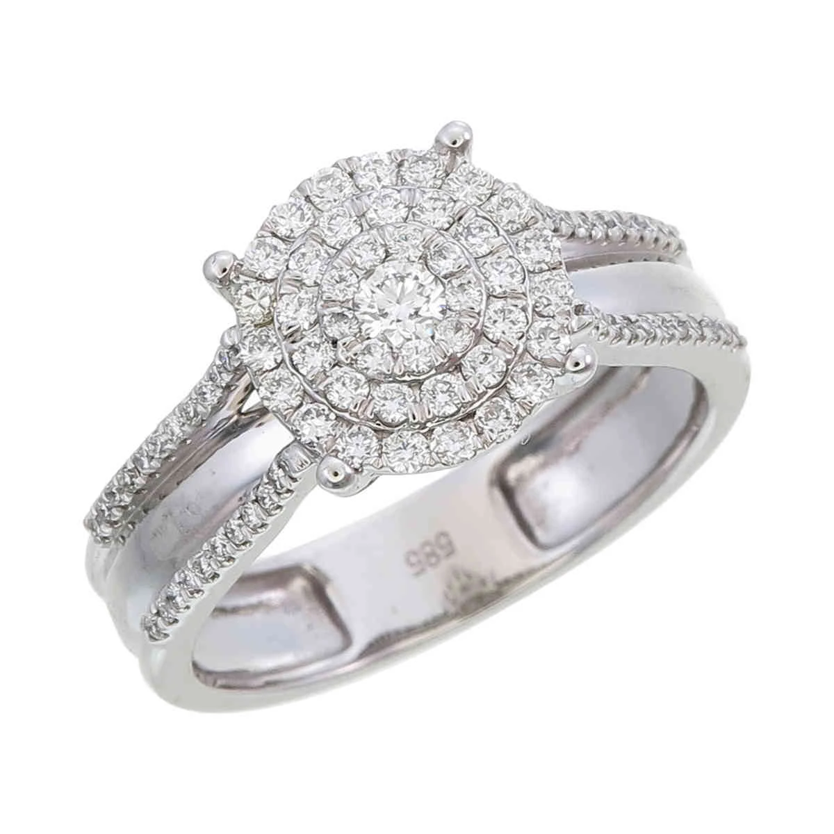 Кольцо  из белого золота с природным бриллиантом