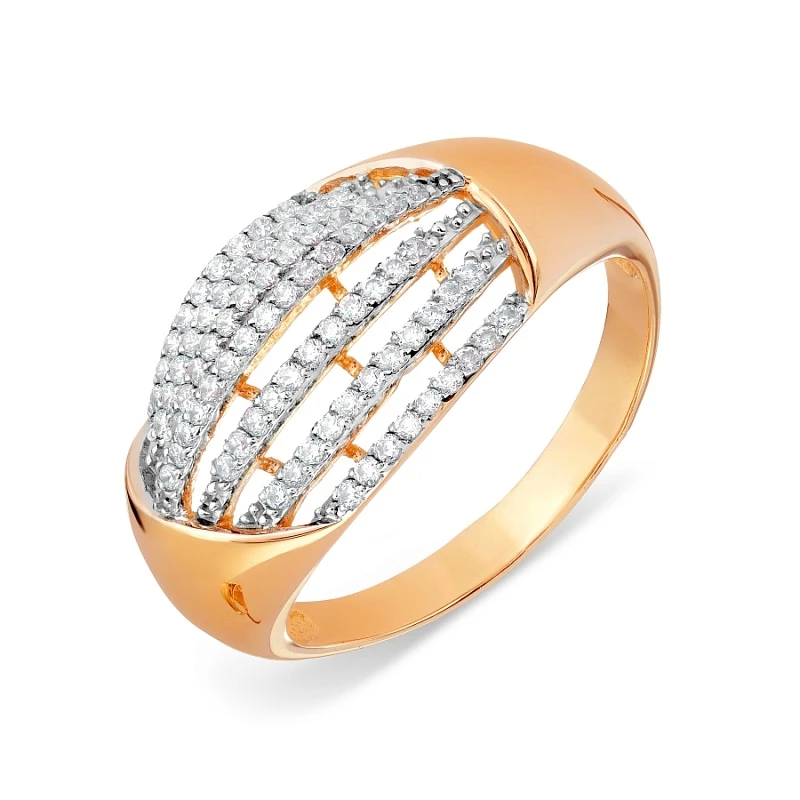 Кольцо  из красного золота с фианитом