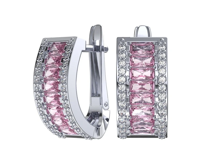 Серьги  серебряные с фианитом